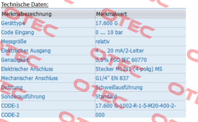 17.600 G-1002-R-1-5-M20-400-2-000 Bd Sensors