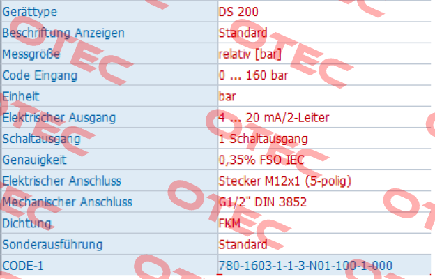 DS200 780-1603-1-1-3-N01-100-1-000 Bd Sensors