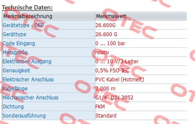 26.600G-1003-R-3-5-TM0-300-1-000 (OEM) Bd Sensors