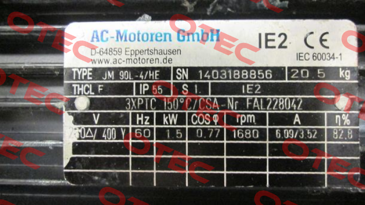 JM 90L-4/HE old code, new code FCA 90 L-4/HE AC Motoren