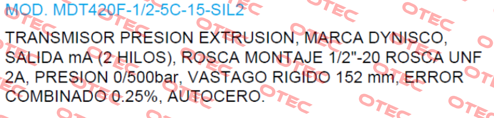 MDT420F-1/2-5C-15-SIL2 Dynisco