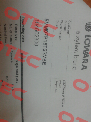 5VM07P15T5RVBE, 104602300  Lowara